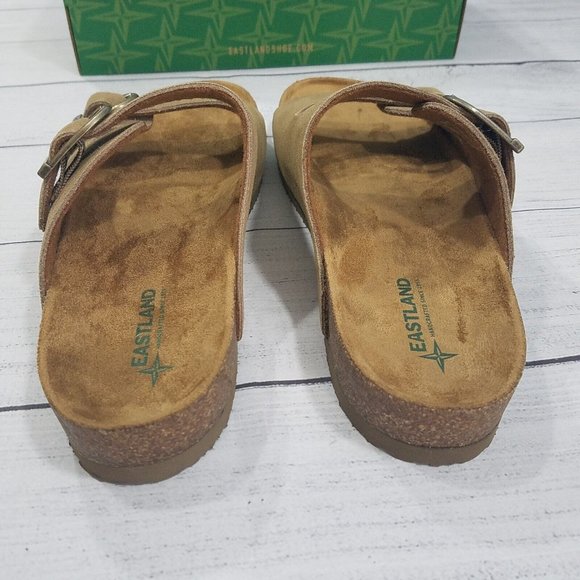 Eastland Cambridge Leather Slide Sandals Mens Size 12 Khaki Suede